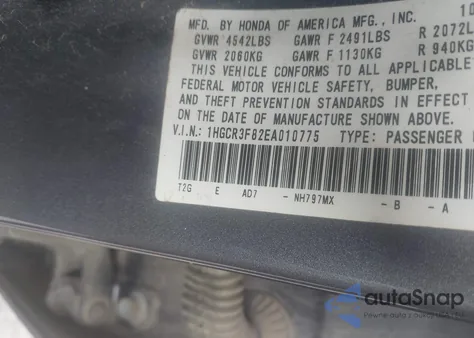 2014 Honda Accord Ex-L V-6 из США, поврежденный, VIN 1HGCR3F82EA010775